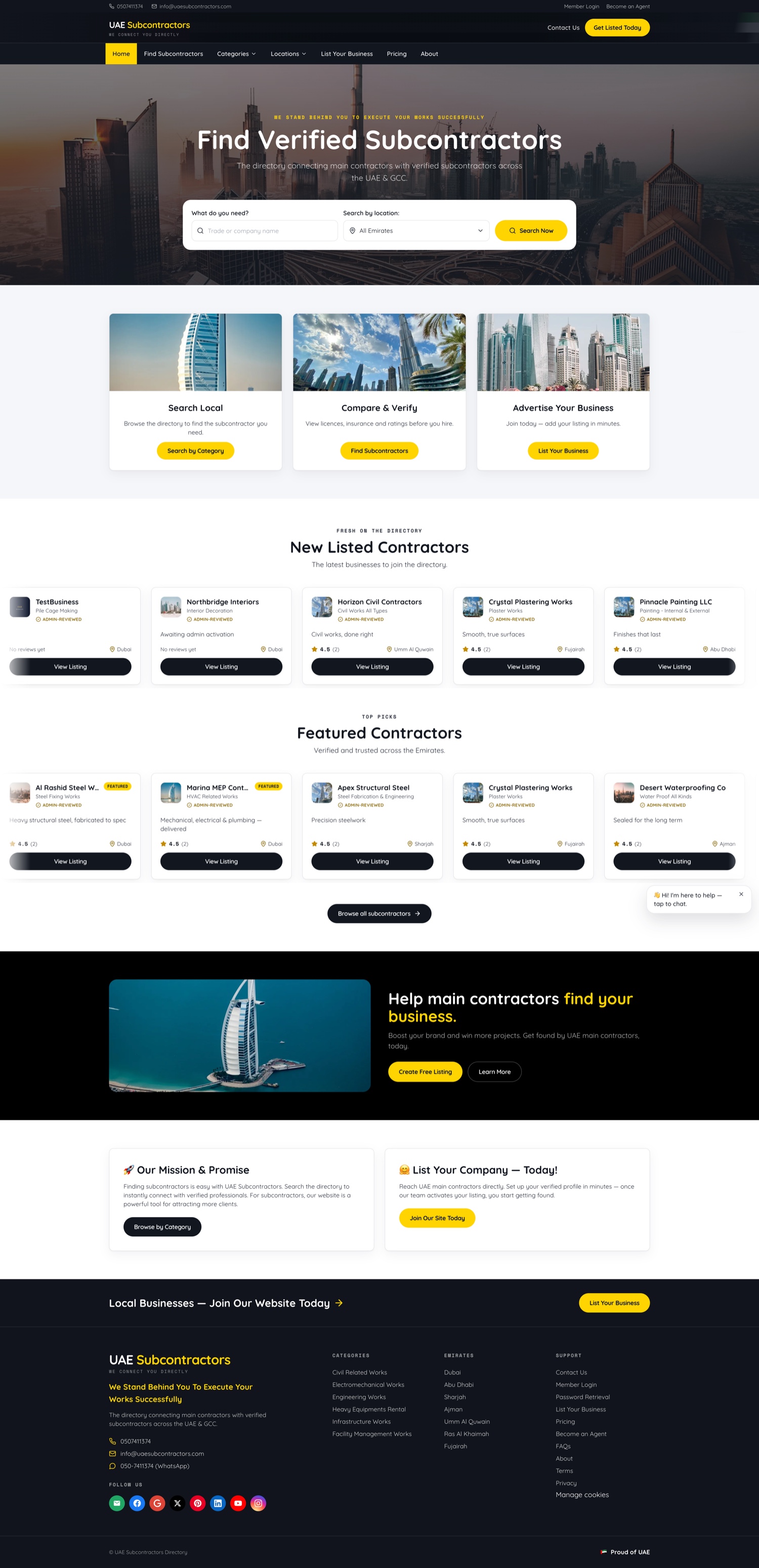 UAE Subcontractors — screenshot
